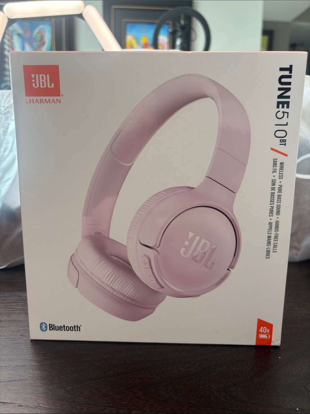 JBL TUNE 510BT Wireless Over-Ear Headphones - Light Pink